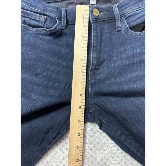 Frame Jeans Womens 30 Blue Denim Dark Wash Le Skinny De Jeanne Raw Edge Hem - Picture 10 of 11